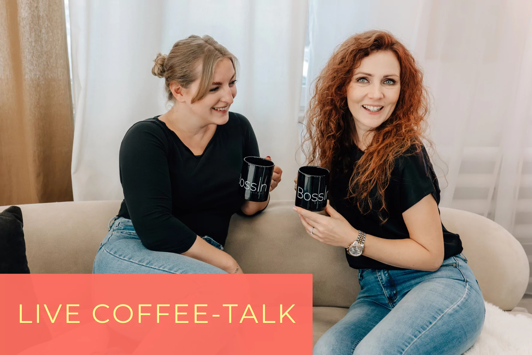 Foto mit Kirsten & Denise mit Bossin Kaffeetassen